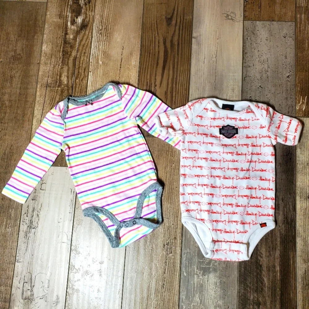 Harley-Davidson Baby Girl Onesie Bodysuit Bundle Size 3-6 Months